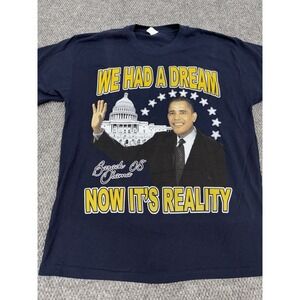 Vintage Barack Obama President Graphic Rap Tee Y2K T-Shirt - Size L  (fits M)